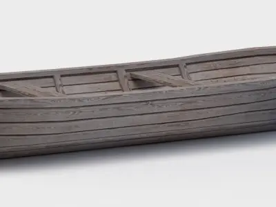 Wooden boat Low-poly 3D model