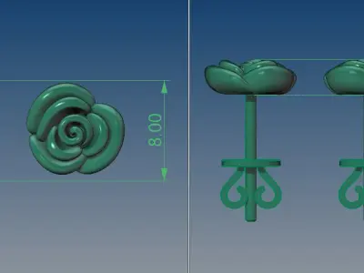 Rose Stud Earring 3D print model