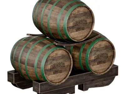 Wooden barrels 3D model shop