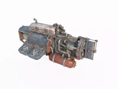 Steam powered fantasy style bombing spacecraft 3D model