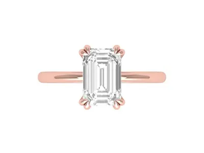 Emerald Solitaire Ring 3D print model 11