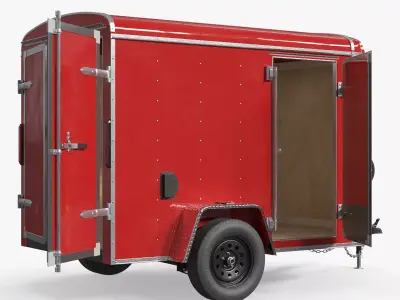 Compact Enclosed Road Trailer Red 3D model purchase