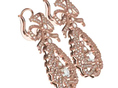 Antique Art Deco Style Bow Earring 3D print model