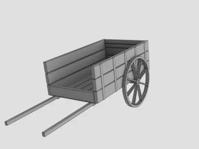 Wooden Cart Low-poly 3D model 18