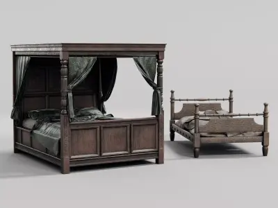 old medieval style beds 3D model