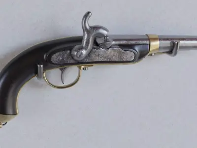 flintlock pistol old historic antique 3D model