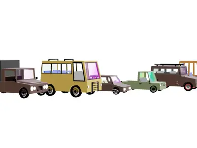 Low Poly Cartoon Car Collection - 6 Vehicle Asset Pack Low-poly 3D model