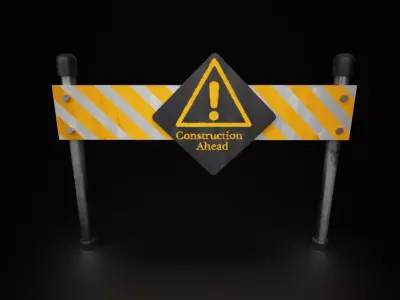 Construction Barrier Low Poly PBR Game Ready 3D Model Free low-poly 3D model