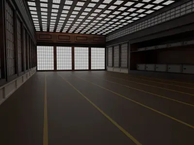Japanese training dojo Low-poly 3D model purchase