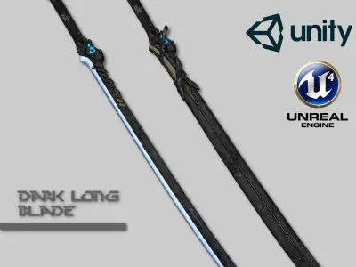 Dark Long Blade Low-poly 3D model