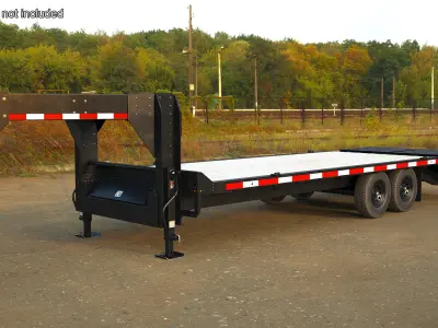 Flat Bed Gooseneck Pickup Trailer 3D model