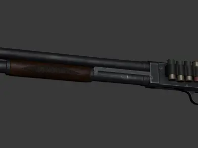 Stevens M520 Pump Action Shotgun - High and Low Poly Low-poly 3D model