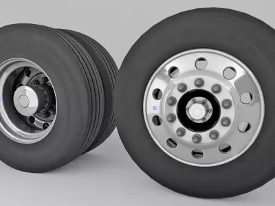 Heavy Duty Truck and Bus Wheels and Tires 3D model