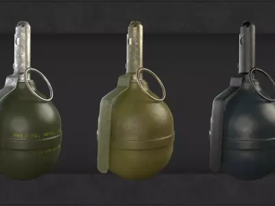 Grenade three grenades Low-poly 3D model purchase
