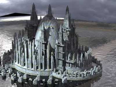 Ancient Ireland Sci-Fi Winter city 3D model
