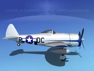 Republic P-47D Thunderbolt V15 3D model