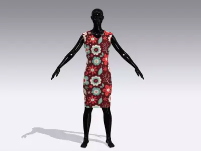 Female Cloth Dress Low-poly 3D model