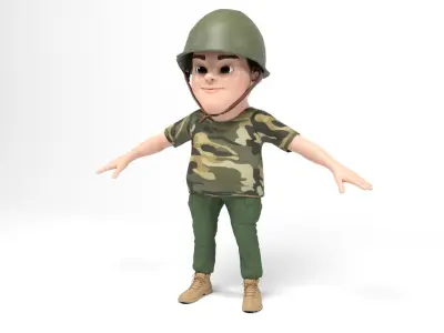 Cartoon Soldier Low-poly 3D model