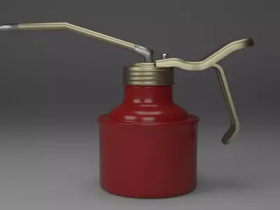 Metal oil can in red and gold color 3D model