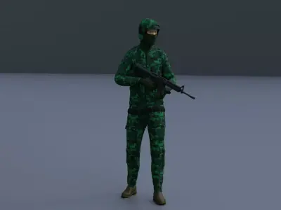 Soldier V camouflage Low-poly 3D model