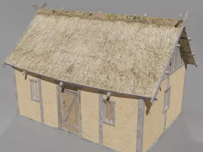 Medieval house Low-poly 3D model 8