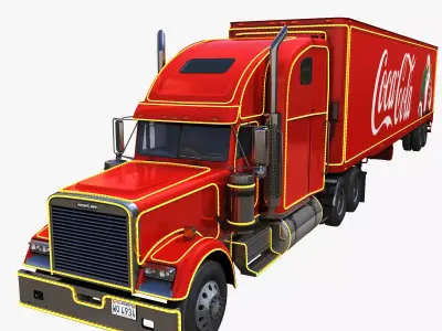 Freightliner Classic Christmas CocaCola truck Low-poly 3D model