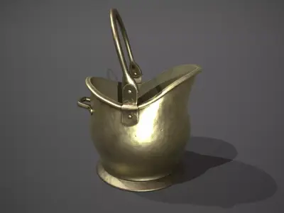 Brass Coal Scuttle - Coal Bucket Low-poly 3D model