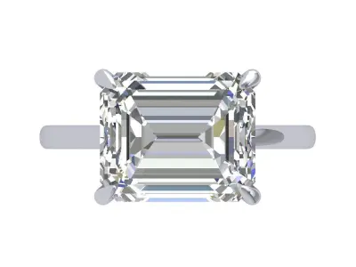 Emerald Solitaire Ring 3D print model 45