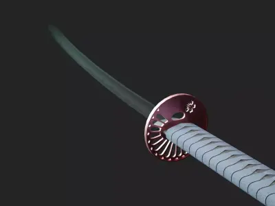 Katana samurai sword Low-poly 3D model 20