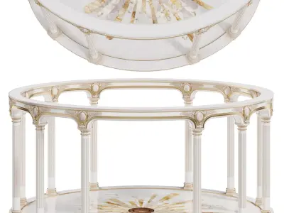 Luxury Classical Rotunda Pavilion  Ornate Columns Marble Floor 3D model