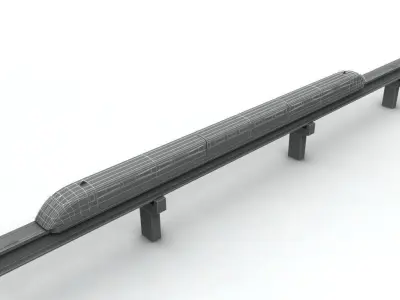 Transrapid Shanghai Train and Track  Low-poly 3D model