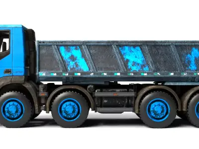 Blue Rigged Dump Truck 3D model