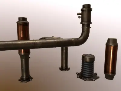 Steampunk Pipes Low-poly 3D model purchase