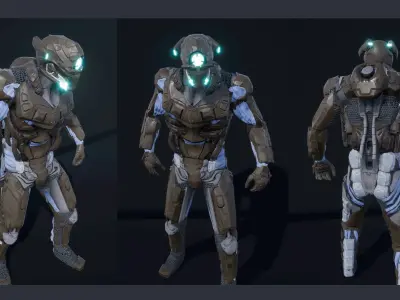 Cyborg Soldier V2 unreal engine asset Low-poly 3D model