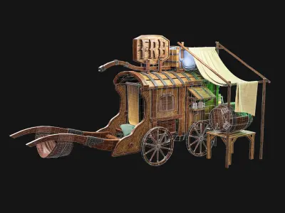 western wagon Free low-poly 3D model