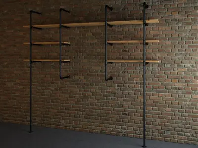 Industrial style pipe shelves Free 3D model