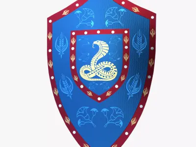 Low Poly Medieval Fantasy Shield with Snake Emblem PBR Low-poly 3D model