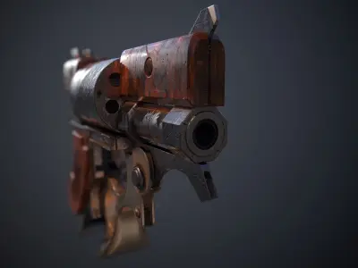 Steampunk  Revolver Low-poly 3D model