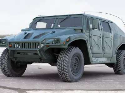 Military Vehicle Humvee HMMWV Concept Army Green Color 3D model
