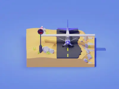 Low poly aircraft model Blender made Free low-poly 3D model