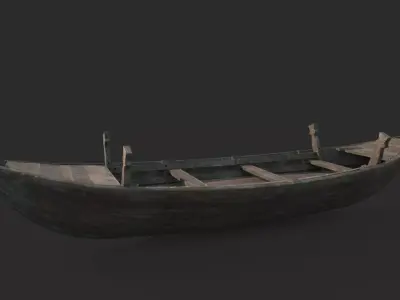 Ancient small wooden boats for water transportation 3D model