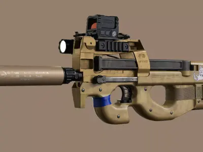 P90 - Flat Dark Earth FDE Low-poly 3D model