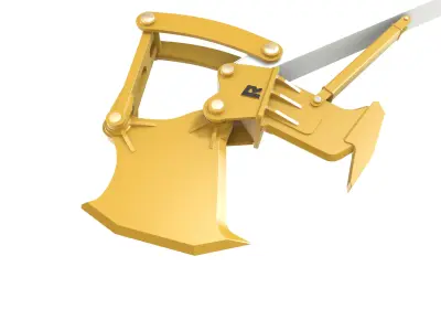 Excavator Stump Splitter Rockland Attachment Low-poly 3D model