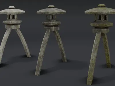 Japanese Stone Lanterns Low-poly 3D model purchase