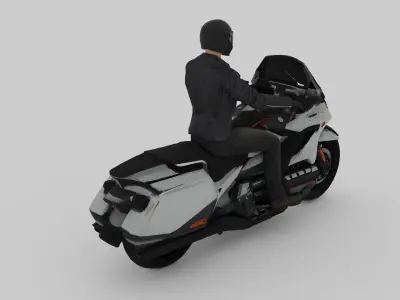 Honda Goldwing 2024 And Biker Ride Pose Free 3D model