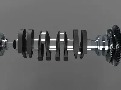 crankshaft crank piston engine v8 shaft cylinder car part 3D model