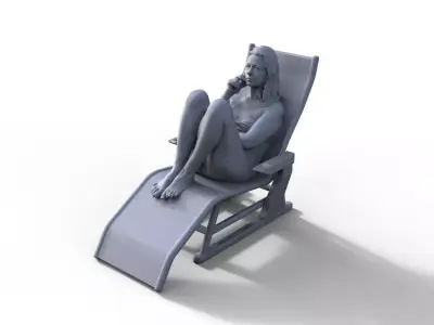 Girl in deck chair for ship model railway model or diorama 3D print model