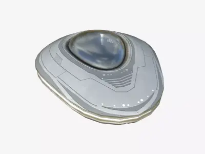 Alien Spaceship UFO C09 Full White - Sci Fi Spacecraft Design Low-poly 3D model