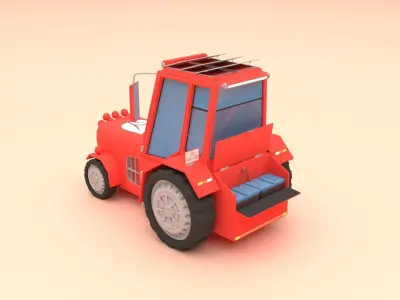 Rigged Farming Tractor 3D model