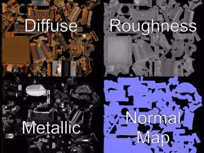 Antique Printing Press model pack Low-poly 3D model